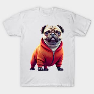 Cute Pug in Gangsta Prisoner Costume - Adorable Dog in Hip Hop Jail Outfit T-Shirt